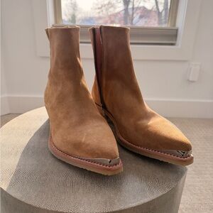 Tan Suede Ankle Chelsea cowboy boots